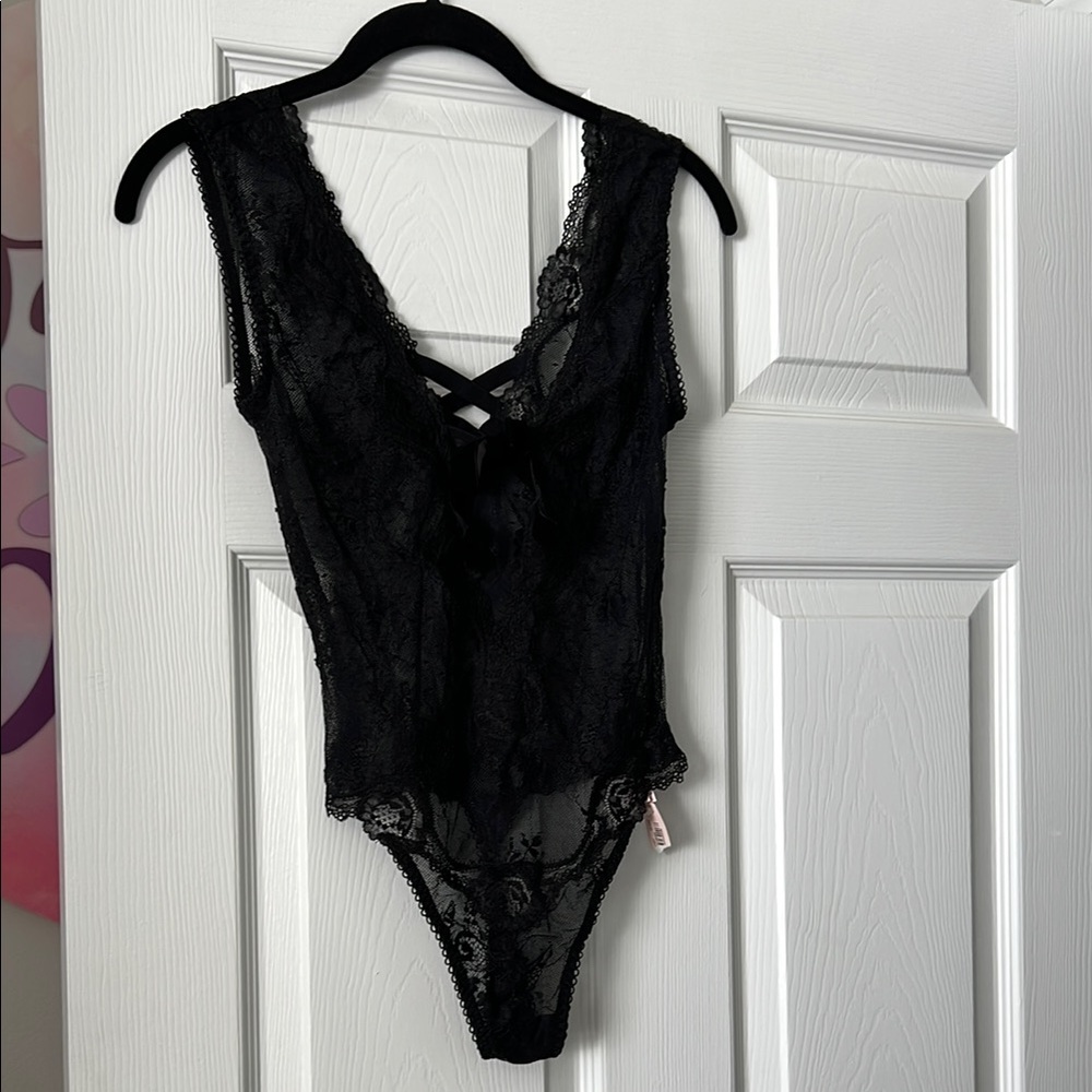 NWT. Victoria’s  secret small black Lace Bodysuit sexy